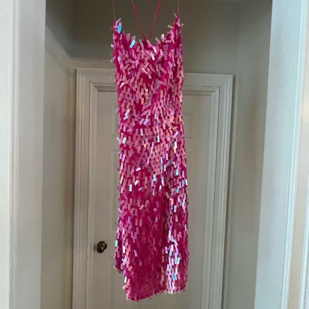 BCBG Vibrant Pink Sequin Dress